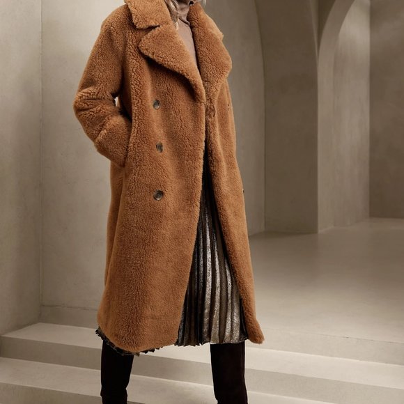 BANANA REPUBIC SHEARLING TEDDY COAT - Picture 2 of 9